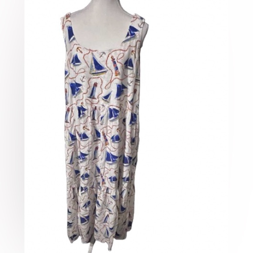 XXL Sailboat Lighthouse Nautical Dress Kate & Sam Midi Maxi Plus Resort Beach
